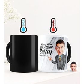 Kişiye Özel Kolay Yetişmiyor Karikatürlü Sihirli Kupa Bardak