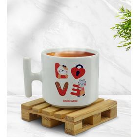Kişiye Özel Love Tasarımlı T Kulplu Beyaz Middle Kupa