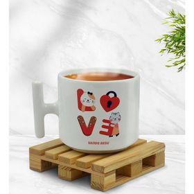 Kişiye Özel Love Tasarımlı T Kulplu Beyaz Middle Kupa