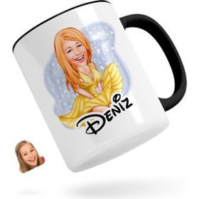 Kişiye Özel Marilyn Monroe Karikatürlü Siyah Kupa Bardak
