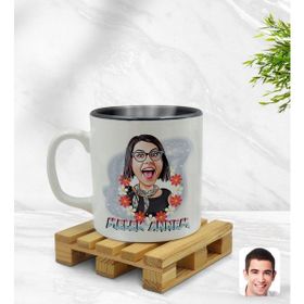 Kişiye Özel Melek Annem Karikatürlü İçi Siyah Renkli Model 1 Kupa