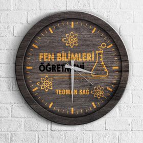 Kişiye Özel Mesleki Fen Bilimleri Öğretmeni 2 Ahşap Duvar Saati