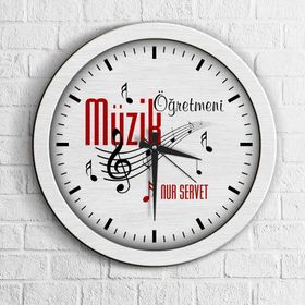 Kişiye Özel Mesleki Müzik Öğretmeni Ahşap Duvar Saati