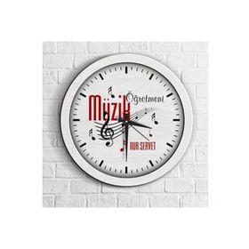 Kişiye Özel Mesleki Müzik Öğretmeni Ahşap Duvar Saati