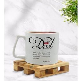 Kişiye Özel Mânâ Dost Beyaz Kupa Bardak