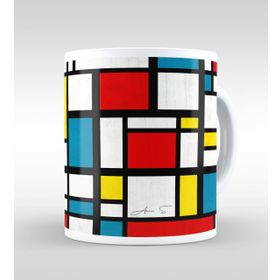 Kişiye Özel Mondrian Beyaz Kupa Bardak