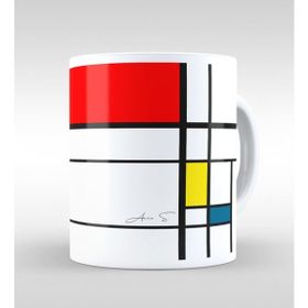 Kişiye Özel Mondrian Beyaz Kupa Bardak