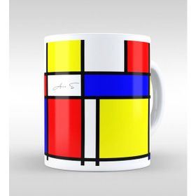 Kişiye Özel Mondrian Beyaz Kupa Bardak