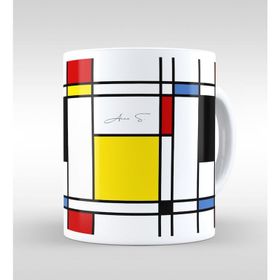 Kişiye Özel Mondrian Beyaz Kupa Bardak