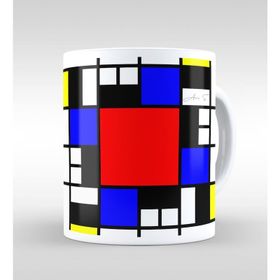 Kişiye Özel Mondrian Beyaz Kupa Bardak