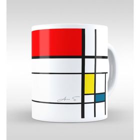 Kişiye Özel Mondrian Beyaz Kupa Bardak