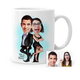 Kişiye Özel Mr. & Mrs. Smith Karikatür Beyaz Kupa Bardak