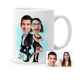 Kişiye Özel Mr. & Mrs. Smith Karikatür Beyaz Kupa Bardak