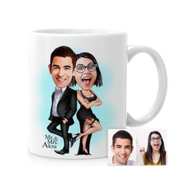 Kişiye Özel Mr. & Mrs. Smith Karikatür Beyaz Kupa Bardak