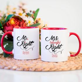 Kişiye Özel Mr Right And Mrs Always Right-Kırmızı Kupa Bardak