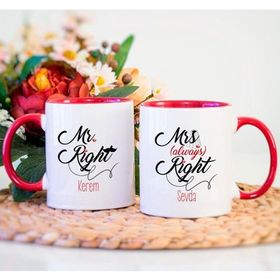 Kişiye Özel Mr Right And Mrs Always Right-Kırmızı Kupa Bardak