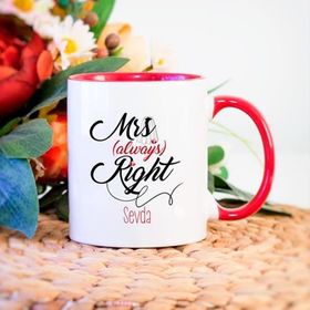 Kişiye Özel Mrs Always Right-Kırmızı Kupa Bardak