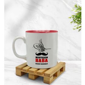 Kişiye Özel Muhteşem Baba Tasarımlı İçi Kırmızı Renkli Model 1 Kupa
