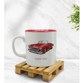 Kişiye Özel Retro Otomobil Tasarımlı İçi Kırmızı Renkli Model 2 Kupa