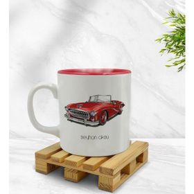 Kişiye Özel Retro Otomobil Tasarımlı İçi Kırmızı Renkli Model 2 Kupa