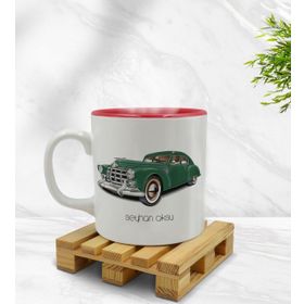 Kişiye Özel Retro Otomobil Tasarımlı İçi Kırmızı Renkli Model 3 Kupa