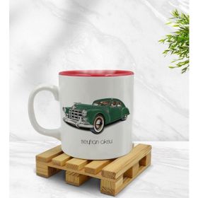 Kişiye Özel Retro Otomobil Tasarımlı İçi Kırmızı Renkli Model 3 Kupa