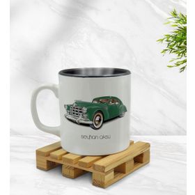 Kişiye Özel Retro Otomobil Tasarımlı İçi Siyah Renkli Model 3 Kupa