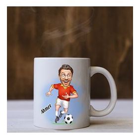 Kişiye Özel Sarı Kırmızı Futbolcu Karikatürlü Kupa Bardak
