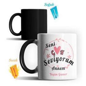 Kişiye Özel Seni Çok Seviyorum Annem Tasarımlı Kupa