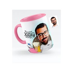 Kişiye Özel Şerefe Karikatürlü Pembe 1 Kupa Bardak