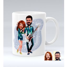 Kişiye Özel Sevgililer Animasyon Karikatürlü Beyaz Kupa Bardak