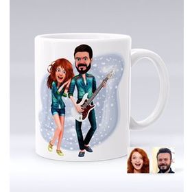 Kişiye Özel Sevgililer Animasyon Karikatürlü Beyaz Kupa Bardak