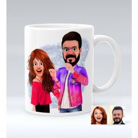 Kişiye Özel Sevgililer Animasyon Karikatürlü Beyaz Kupa Bardak