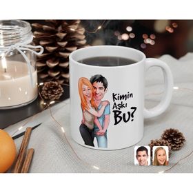 Kişiye Özel Sevgililer Kimin Aşkı Bu Karikatürlü Beyaz Kupa Bardak