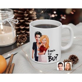 Kişiye Özel Sevgililer Kimin Eşi Bu Karikatürlü Beyaz Kupa Bardak