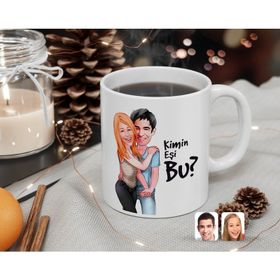 Kişiye Özel Sevgililer Kimin Eşi Bu Karikatürlü Beyaz Kupa Bardak