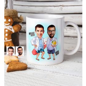 Kişiye Özel Sörfçüler Karikatür Beyaz Kupa Bardak