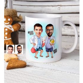 Kişiye Özel Sörfçüler Karikatür Beyaz Kupa Bardak