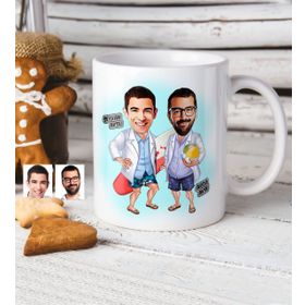 Kişiye Özel Sörfçüler Karikatür Beyaz Kupa Bardak