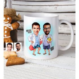 Kişiye Özel Sörfçüler Karikatür Beyaz Kupa Bardak