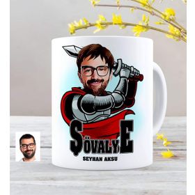 Kişiye Özel Şövalye Karikatürlü Kupa Bardak