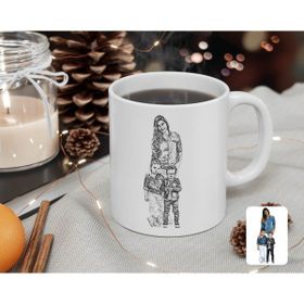 Kişiye Özel Tam Boy Karakalem Anne Ve Oğullar Karikatürlü Beyaz Kupa Bardak
