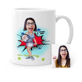 Kişiye Özel Tenis Oyuncusu Karikatür Beyaz Kupa