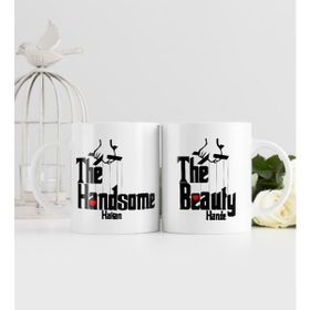 Kişiye Özel The Handsome Ve The Beauty Tasarımlı İkili Beyaz Kupa Bardak