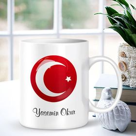 Kişiye Özel Türk Bayraklı Beyaz 004 Kupa Bardak