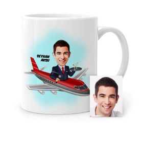 Kişiye Özel Uçuş Görevlisi Host Karikatür Beyaz 1 Kupa Bardak