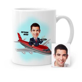 Kişiye Özel Uçuş Görevlisi Host Karikatür Beyaz 1 Kupa Bardak