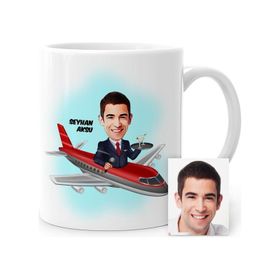 Kişiye Özel Uçuş Görevlisi Host Karikatür Beyaz 1 Kupa Bardak