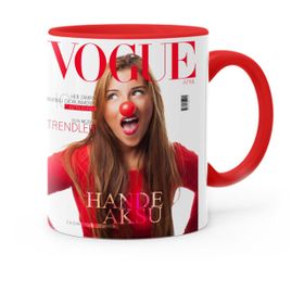Kişiye Özel Vogue Dergi Kapağı Kırmızı 1 Kupa Bardak