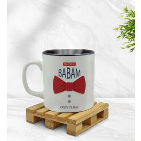 Kişiye Özel Yakışıklı Babam Tasarımlı İçi Siyah Renkli Model 2 Kupa